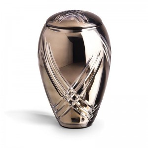 High Quality Bohemian Crystal Keepsake - Miniature Urn – (Grey with Frosted Glass Decoration)